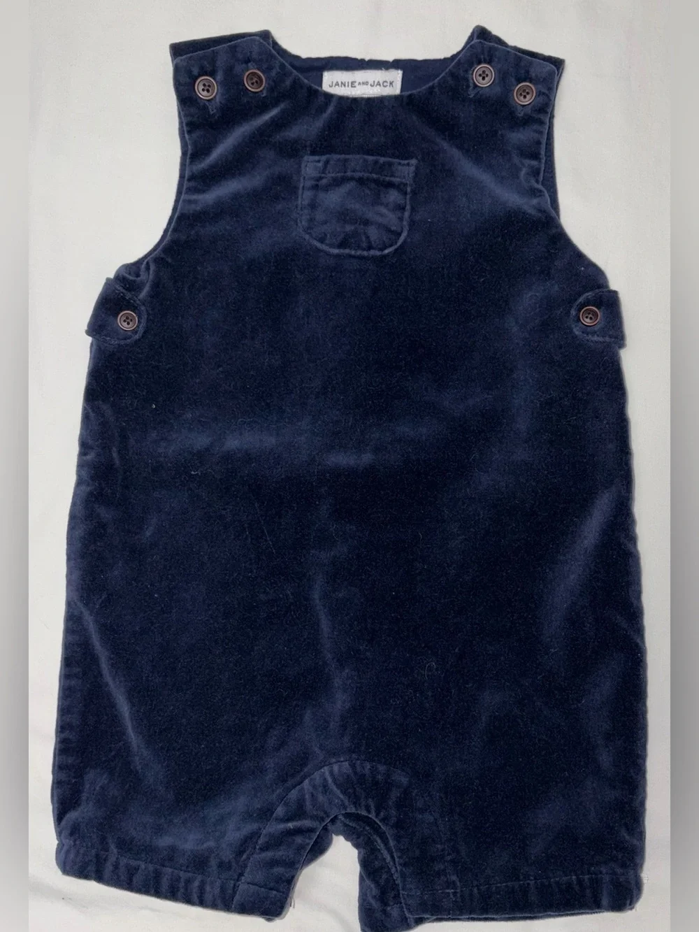 Janie and Jack navy velvet Jon Jon sz 3-6 months EUC